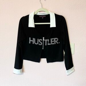 Y2K 2000s mcbling Hustler x Dollskill rhinestone top